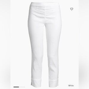120% Lino White Linen Side Zip Capri Pants